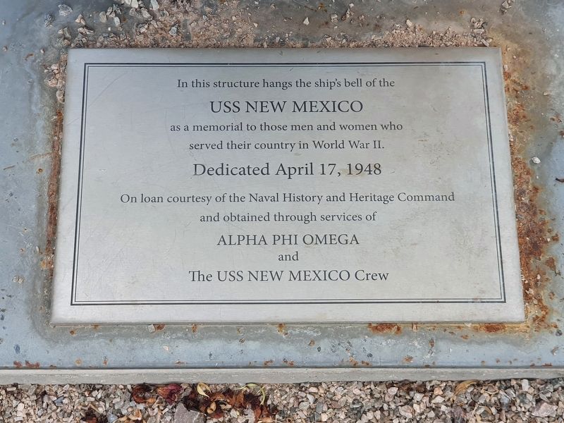Bell of the USS New Mexico Marker. Click for full size. Bell of the USS New Mexico Marker image. Click for full size.