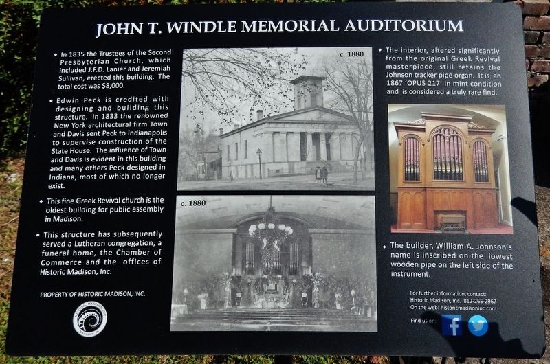 John T. Windle Memorial Auditorium Marker. Click for full size. John T. Windle Memorial Auditorium Marker image. Click for full size.
