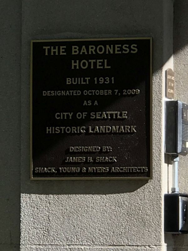 The Baroness Hotel Marker image. Click for full size.