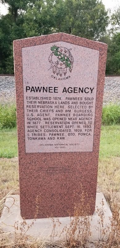 Pawnee Agency Marker. Click for full size. Pawnee Agency Marker image. Click for full size.