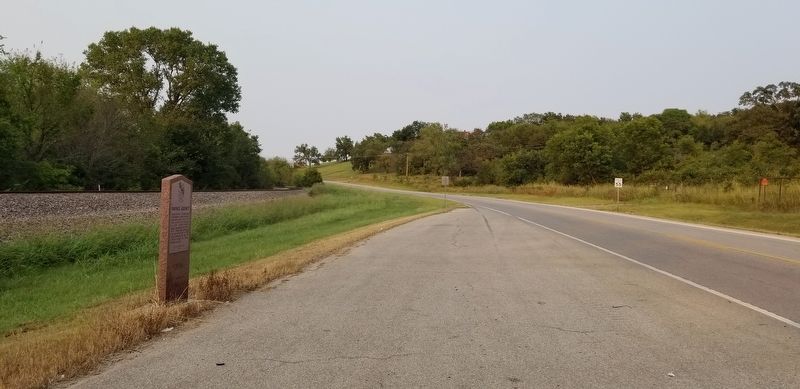The view of the Pawnee Agency Marker from the road. Click for full size. The view of the Pawnee Agency Marker from the road image. Click for full size.