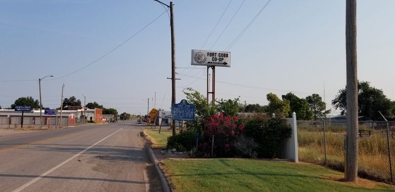 The view of the Fort Cobb Marker from the street image. Click for full size.