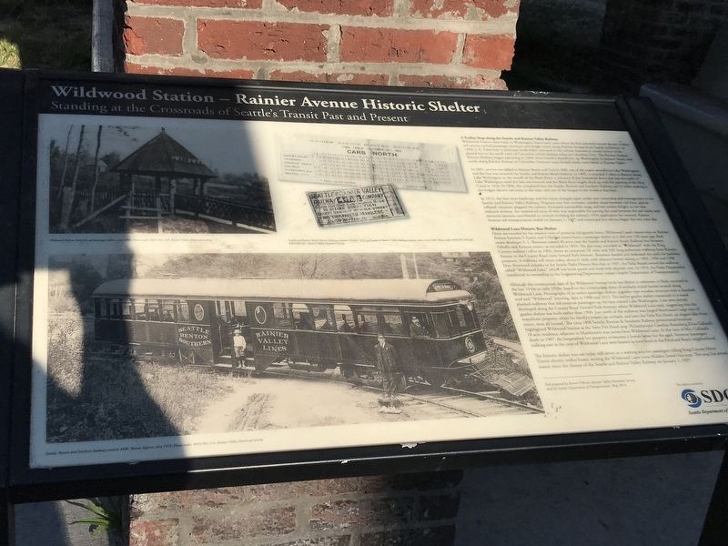Wildwood Station  Rainier Avenue Historic Shelter Marker image. Click for full size.