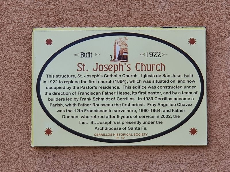 St. Joseph's Church Marker image. Click for full size.