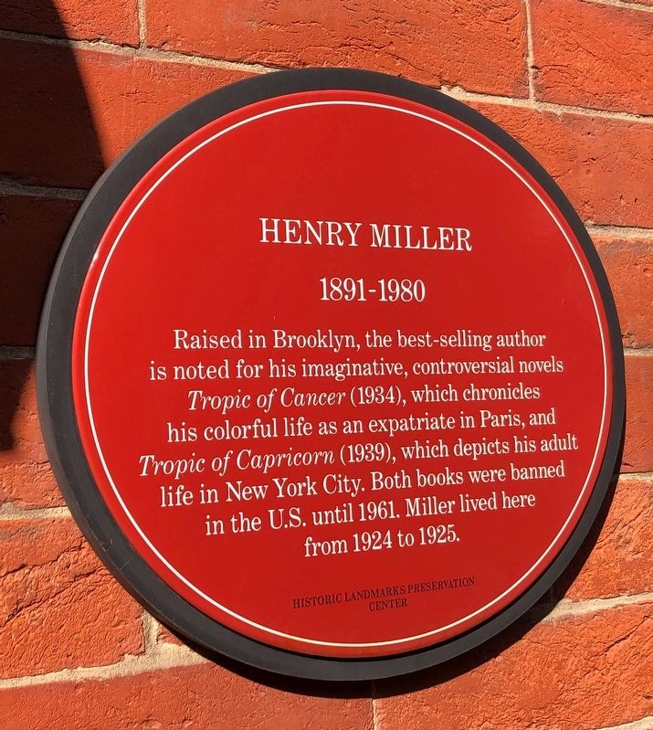 Henry Miller Marker. Click for full size. Henry Miller Marker image. Click for full size.