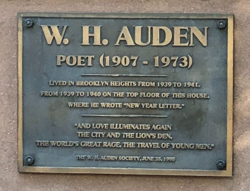 W.H. Auden Marker. Click for full size. W.H. Auden Marker image. Click for full size.