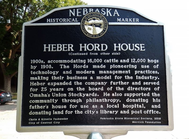 Heber Hord House Marker (<i>side 2</i>) image. Click for full size.