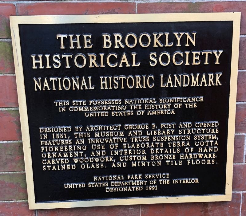 The Brooklyn Historical Society Marker. Click for full size. The Brooklyn Historical Society Marker image. Click for full size.