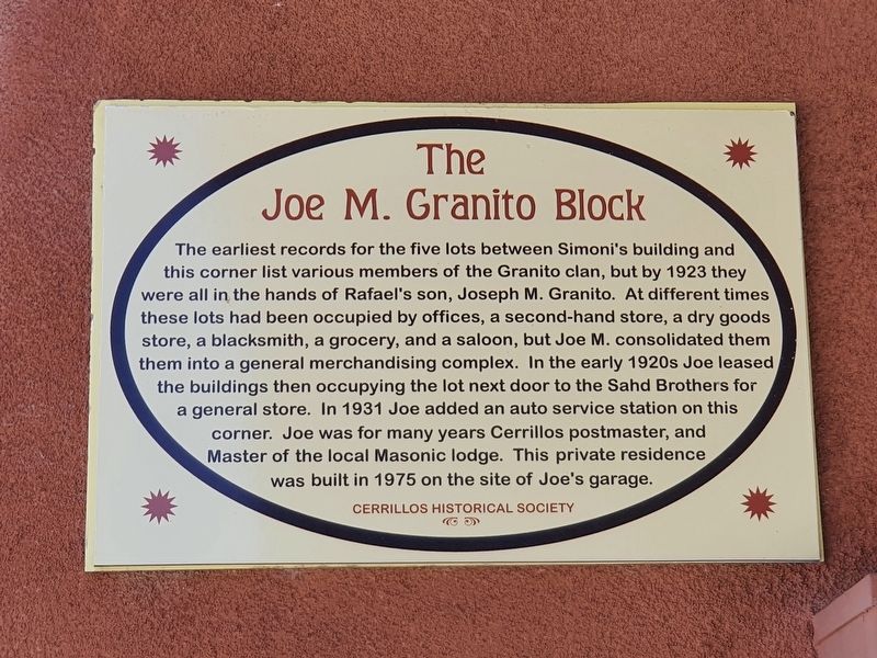 The Joe M. Granito Block Marker image. Click for full size.