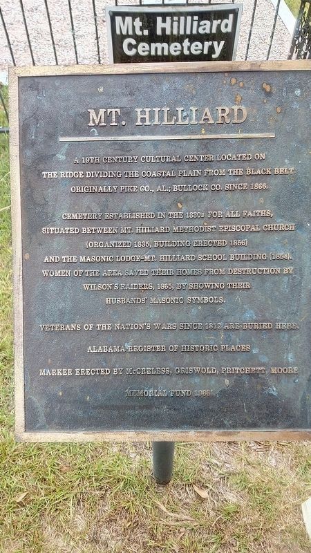 Mt. Hilliard Marker image. Click for full size.