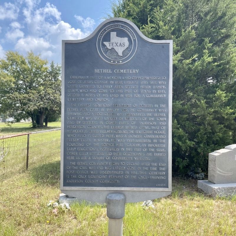 Bethel Cemetery Marker image. Click for full size.