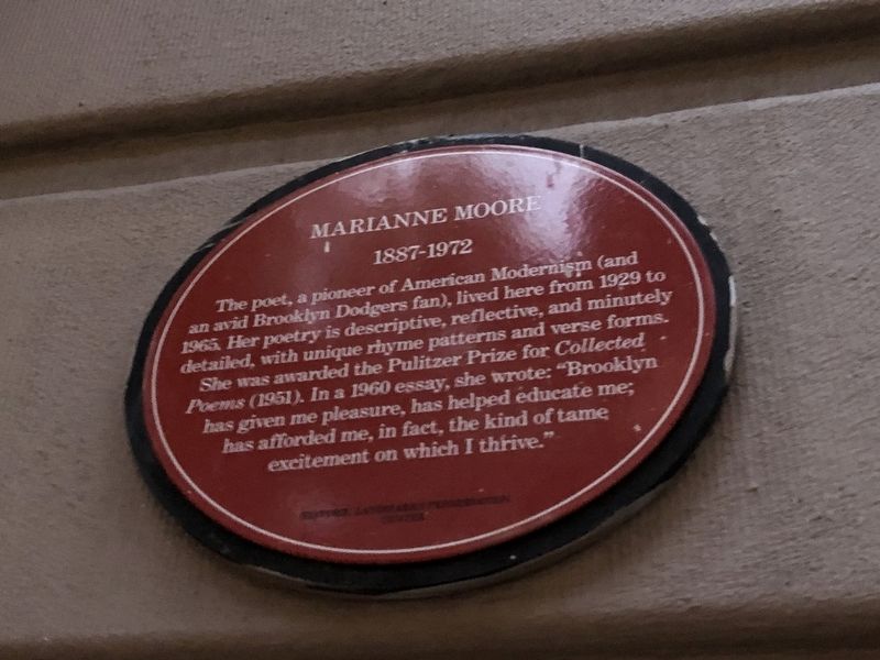Marianne Moore Marker. Click for full size. Marianne Moore Marker image. Click for full size.