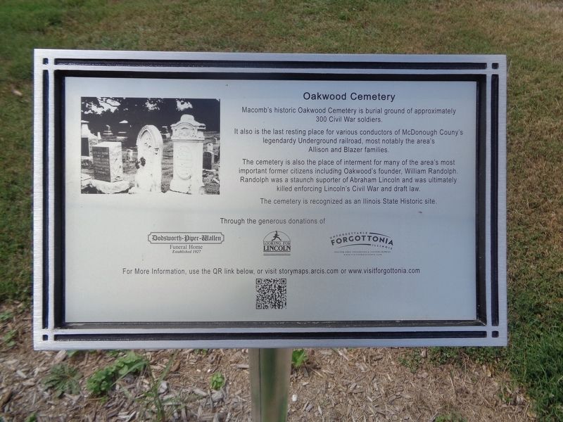 Oakwood Cemetery Marker. Click for full size. Oakwood Cemetery Marker image. Click for full size.