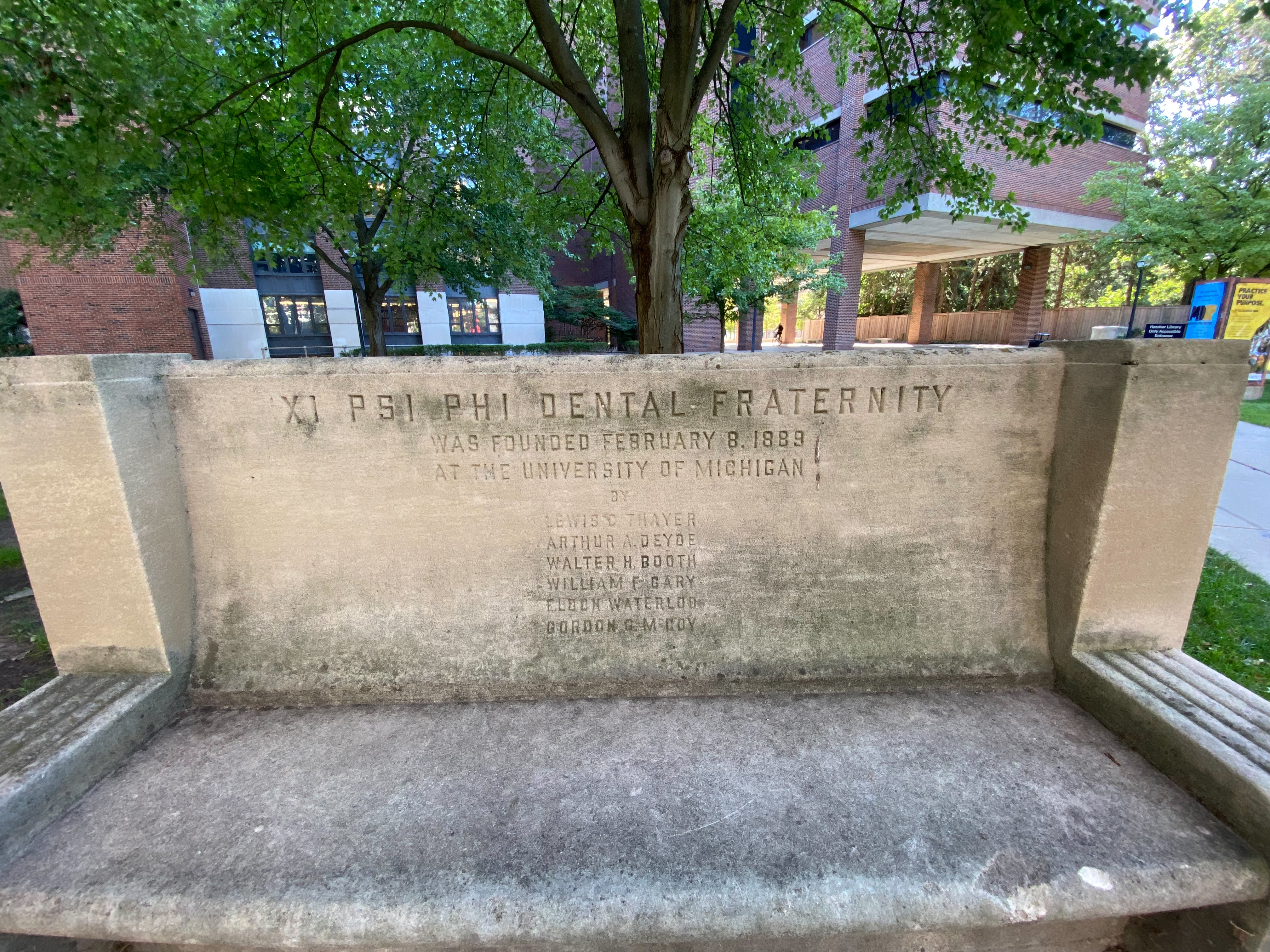 Xi Psi Phi Fraternity Bench Marker
