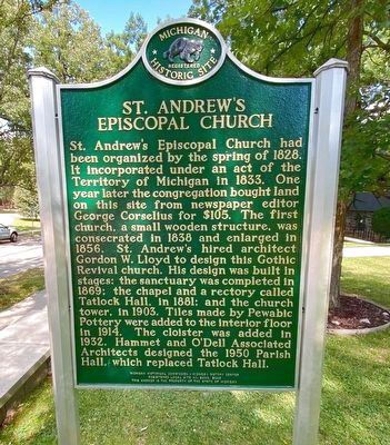St. Andrew�s Episcopal Church Marker (side 1) image. Click for full size.