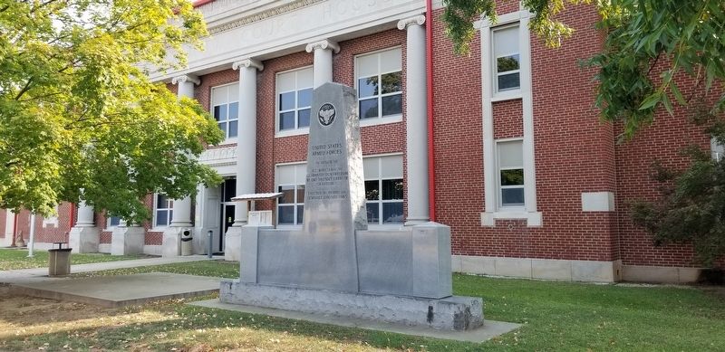 The United States Armed Forces Marker in front of the Courthouse image. Click for full size.