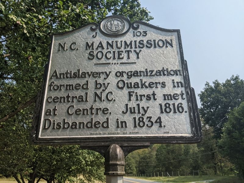 NC Manumission Society Marker image. Click for full size.