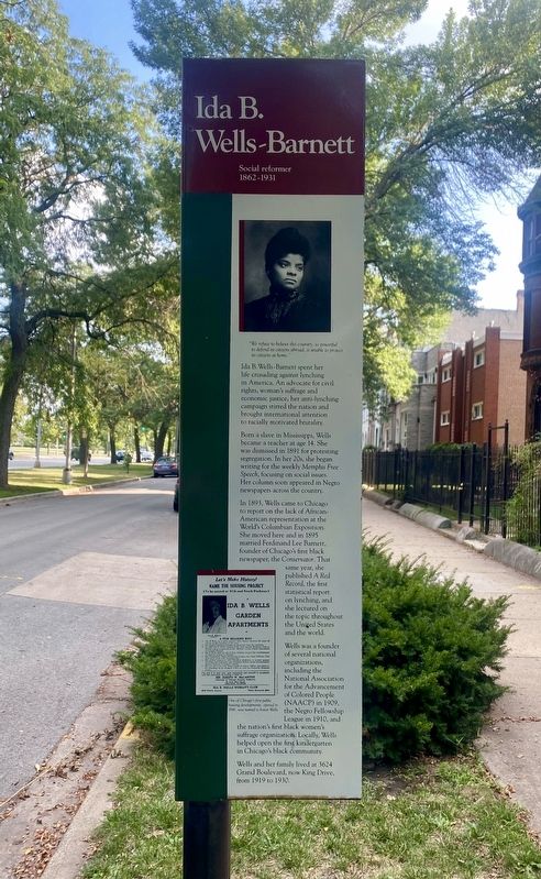 Ida B. Wells-Barnett Marker. Click for full size. Ida B. Wells-Barnett Marker image. Click for full size.