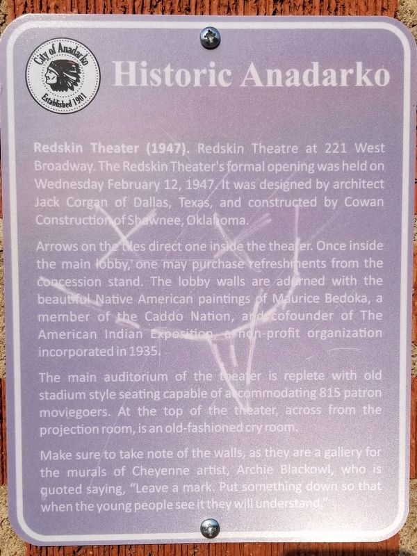 Redskin Theater Marker image. Click for full size.