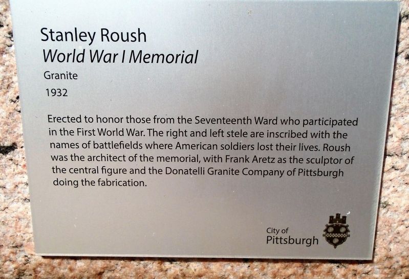 Seventeenth Ward World War Memorial Marker image. Click for full size.