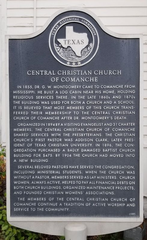 Central Christian Church of Comanche Marker image. Click for full size.