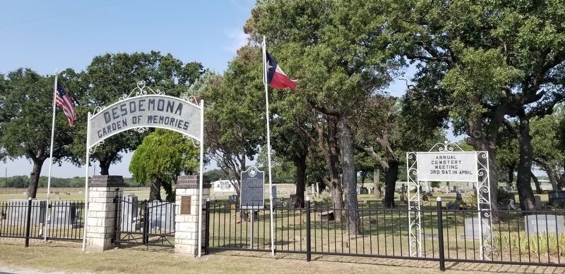 The front of the Desdemona Cemetery and Marker image. Click for full size.