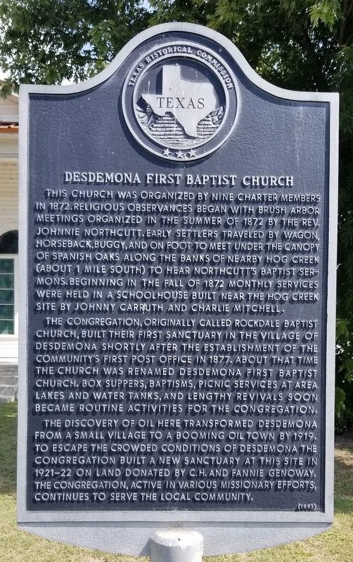 Desdemona First Baptist Church Marker image. Click for full size.
