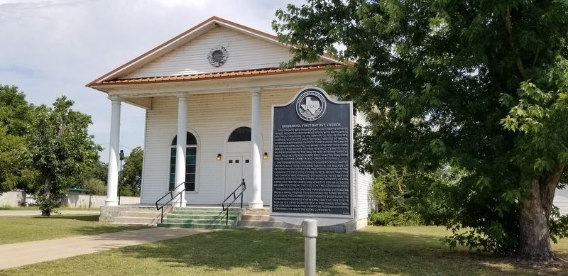 The Desdemona First Baptist Church and Marker image. Click for full size.