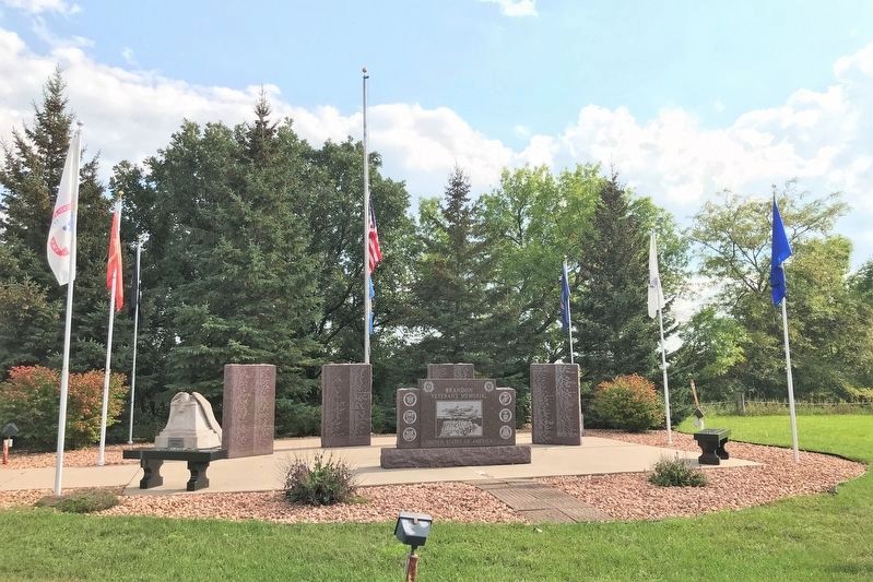 Memorial with 4 monuments of veteran's names. image. Click for full size.