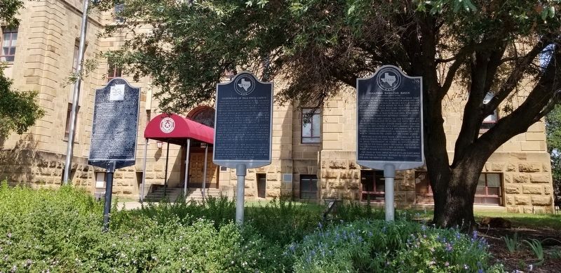The Courthouses of Palo Pinto County Marker is the marker in the middle of the three markers image. Click for full size.