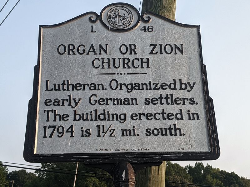 Organ or Zion Church Marker image. Click for full size.