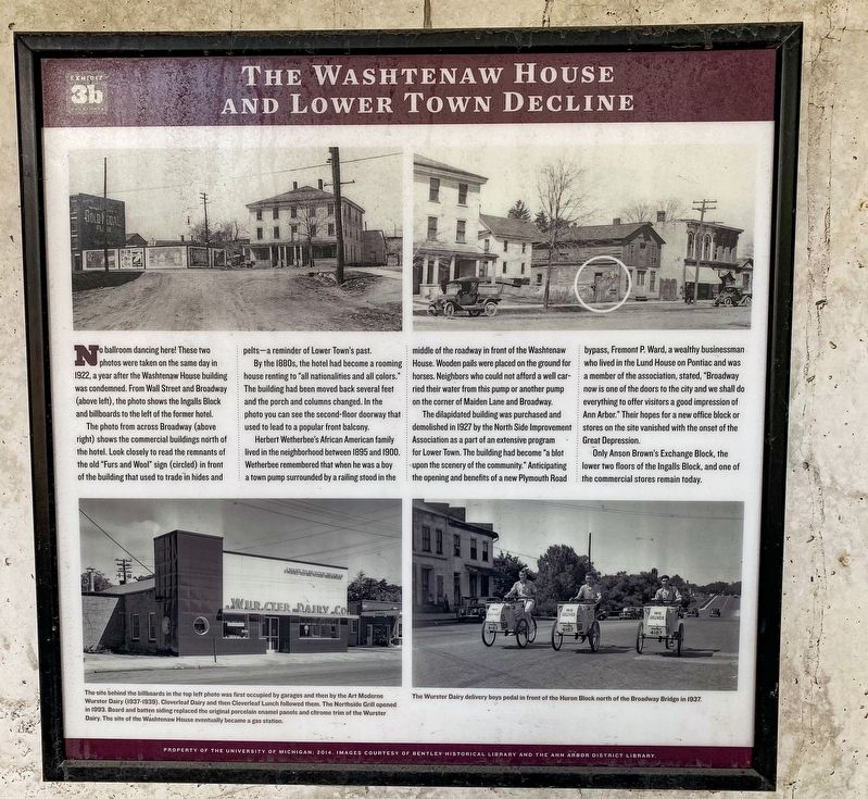 The Washtenaw House and Lower Town Decline Marker image. Click for full size.