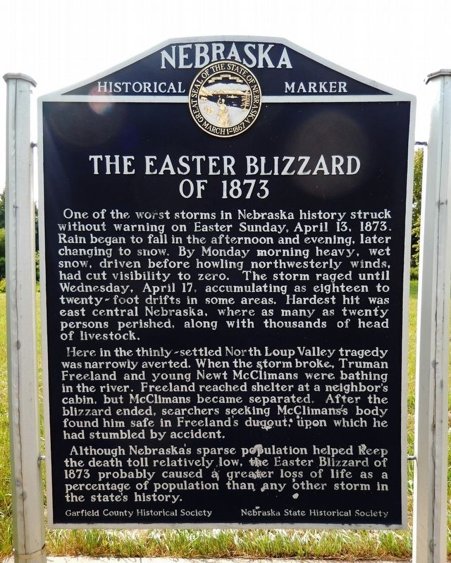 The Easter Blizzard of 1873 Marker image. Click for full size.