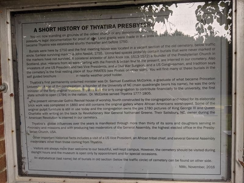 A Short History of Thyatira Presbyterian Church (USA) Marker image. Click for full size.