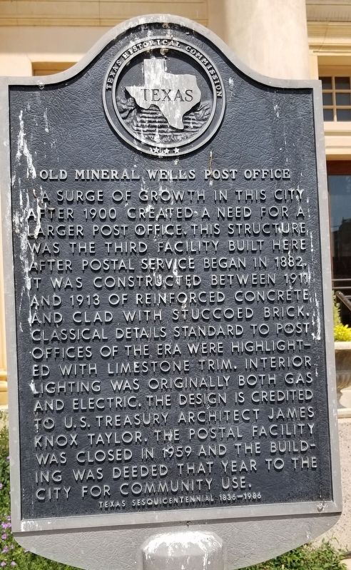 Old Mineral Wells Post Office Marker image. Click for full size.