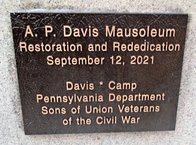 A. P. Davis Mausoleum Rededication Marker image. Click for full size.