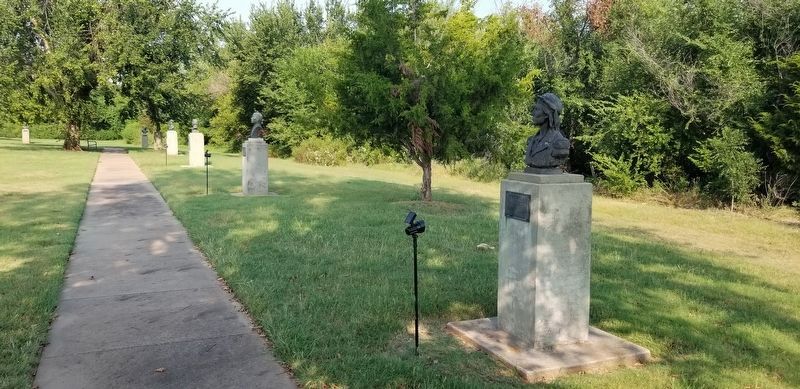 The Tecumseh Statue and Marker are six statues from the northwest corner of the park image. Click for full size.