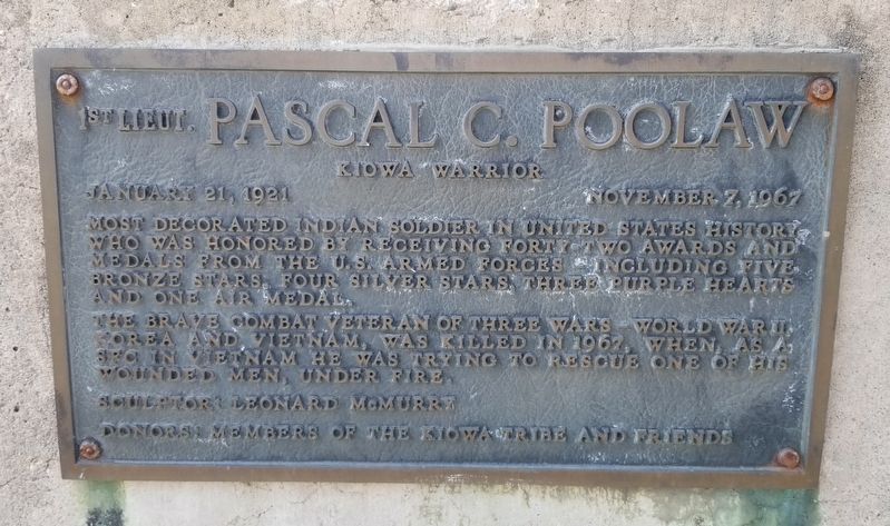 1st Lieut. Pascal C. Poolaw Marker image. Click for full size.