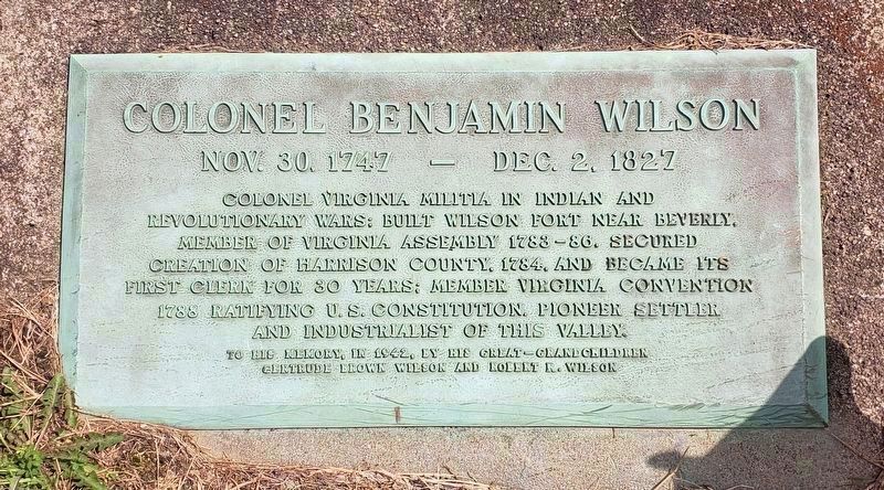 Grave Marker For Colonel Benjamin Wilson image. Click for full size.