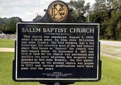 Salem Baptist Church Marker image. Click for full size.