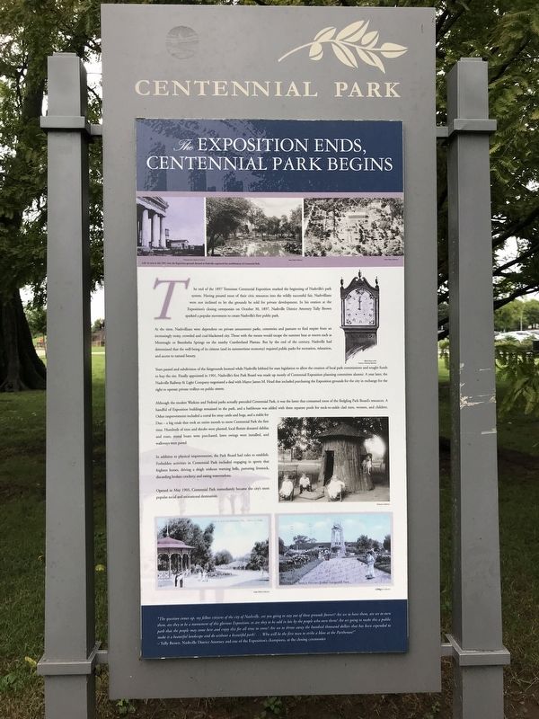 The Exposition Ends, Centennial Park Begins Marker image. Click for full size.