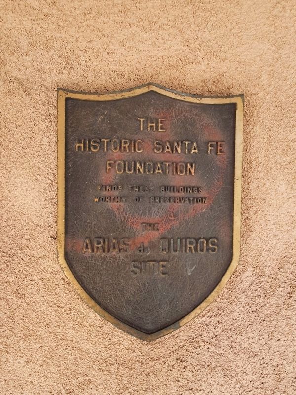 The Captain Diego Arias de Quiros Marker from the Historic Santa Fe Foundation image. Click for full size.