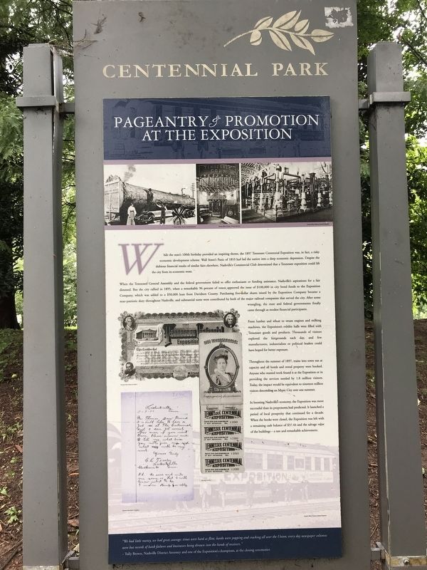 Pageantry & Promotion at the Exposition Marker image. Click for full size.