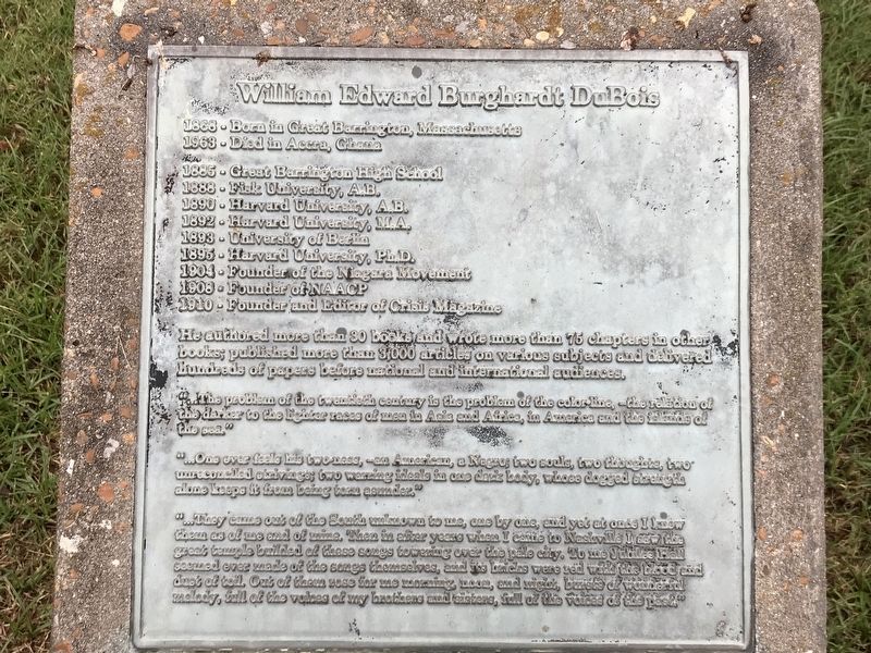 William Edward Burghardt DuBois Marker image. Click for full size.