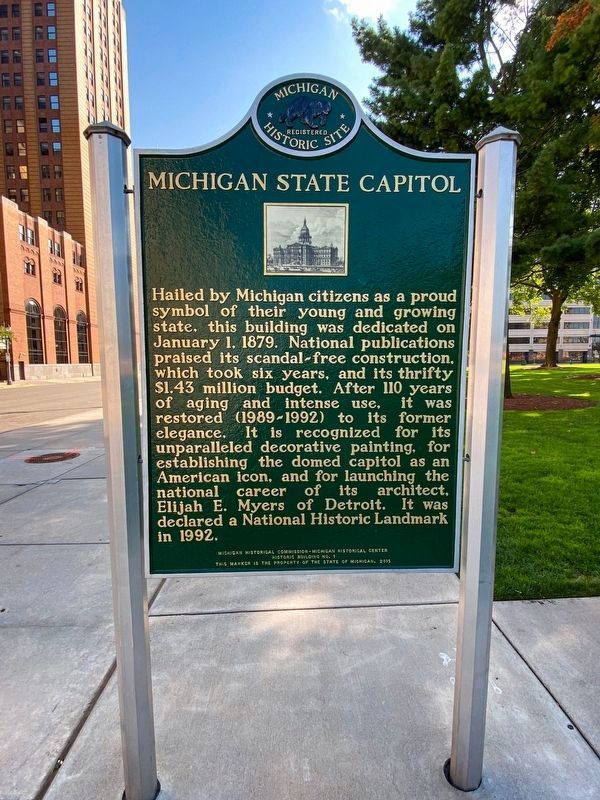 Michigan State Capitol Marker image. Click for full size.