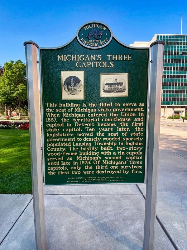 Michigan's Three Capitols Marker image. Click for full size.