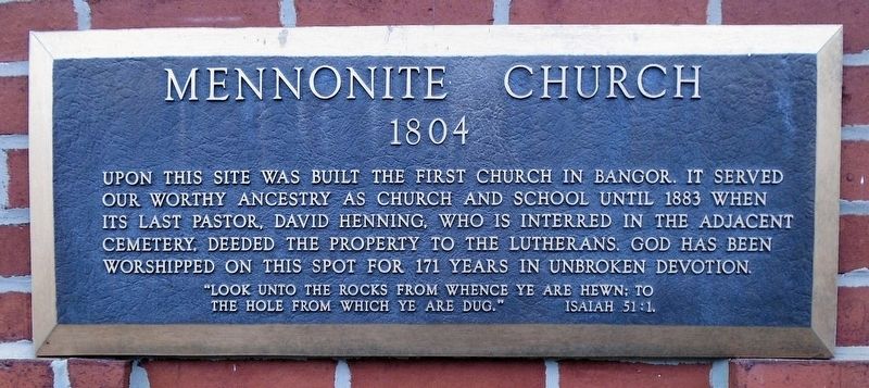 Mennonite Church Marker image. Click for full size.