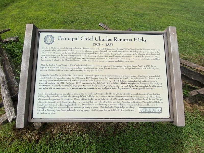 Principal Chief Charles Renatus Hicks Marker image. Click for full size.