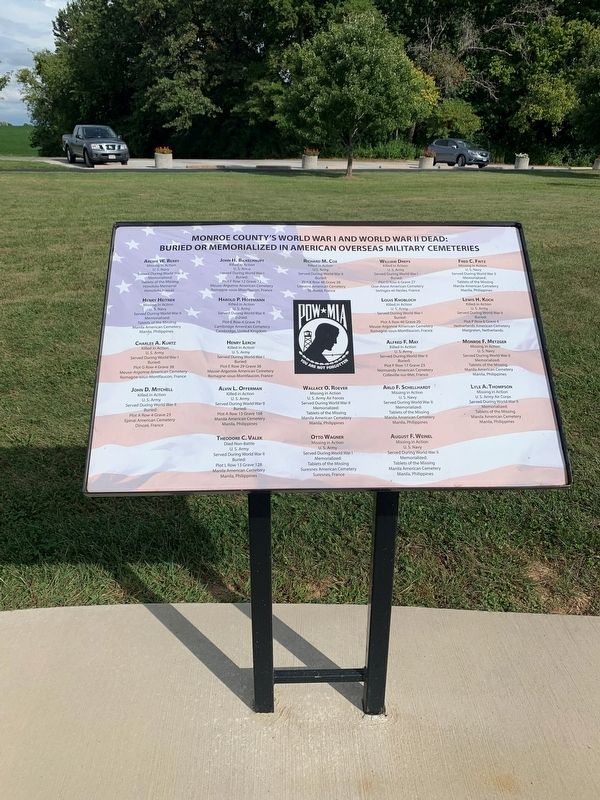 Monroe County's World War I and World War II Dead Marker image. Click for full size.