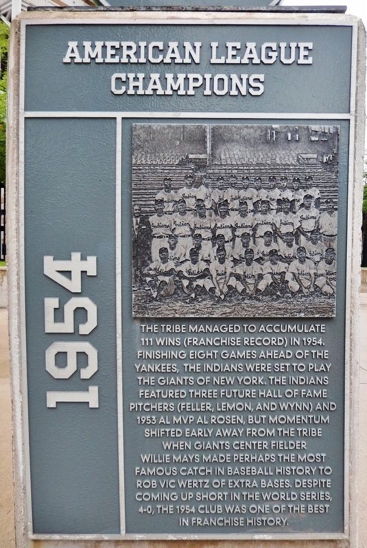 1954 American League Champions Marker image. Click for full size.